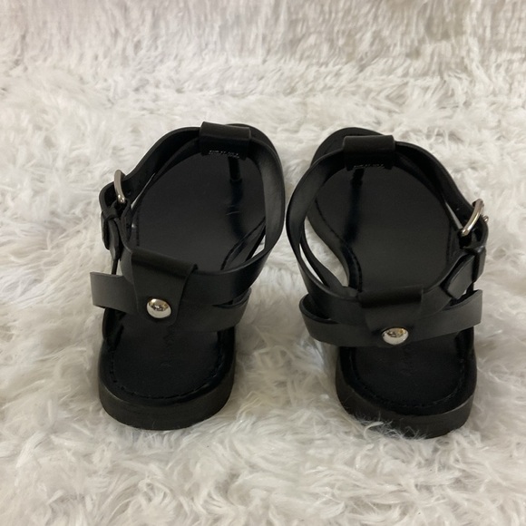 & OTHER STORIES WOMEN BLACK T FRONT GENUINE LEATHER ROMAN STYLE SANDALS.SIZE-7 - Picture 5 of 12